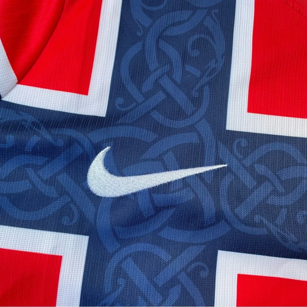 Nike Norway Red Soccer Jersey with Navy Cross